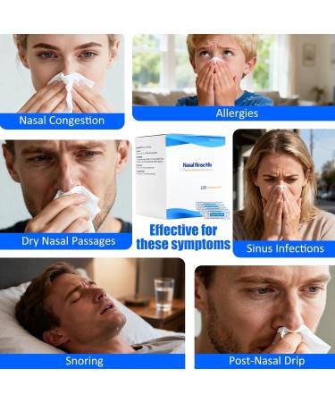 Deyuoau Pre-Mixed Neti Pot Salt Packets 100 Count - USP Grade for Nasal Irrigation Sinus & Allergy Relief - Refill Packets - Buy Online on GoSupps.com