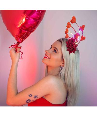 Edary Light Up Heart Headbands Led Valentines Day Hair Band Sequins Hair Hoop Headwear Festival Costum Hair Accessories for Women - Buy Online on GoSupps.com