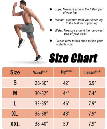 CANGHPGIN Men's 7 Workout Shorts 2 Pack with Pockets - Black/Dark Grey - Large - Buy Online on GoSupps.com