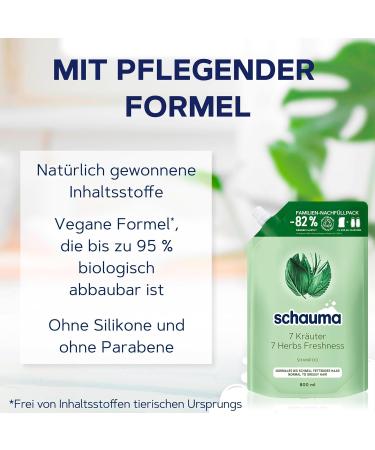  Schauma Schauma Set of 7 herbal shampoo refills (1 x 800 ml) for normal to oily hair and (1 x 400 ml) - Provides a light freshness to the hair structure - Buy Online on GoSupps.com