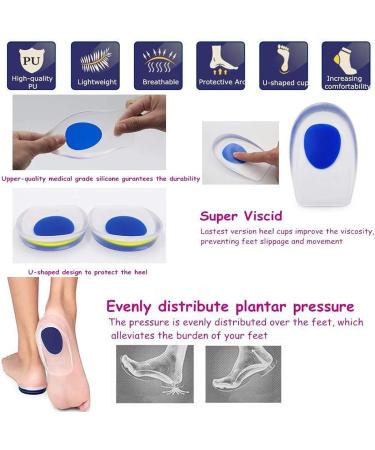 Buy Gel Heel Cups for Plantar Fasciitis - Silicone Insole Pads for Pain Relief & Support (US Size 7-12) - Best Inserts for Sore Feet - Buy Online on GoSupps.com