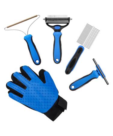 Pet Grooming Brush Kit Dematting Comb for Dog and Cat Grooming Rake and Brushes for Small Medium & Large Dogs Double Sided Pet Comb Removes Knots and Tangled Hair (Set of 5) UK-Set 3 - Buy Online on GoSupps.com