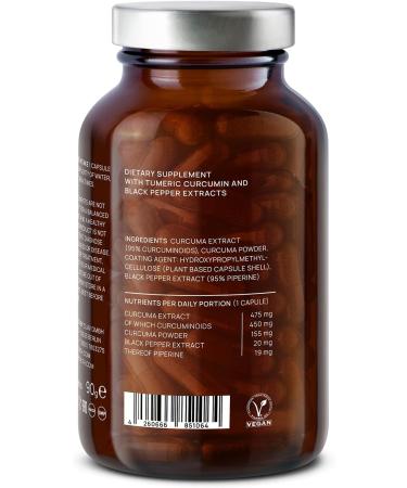 Vegan Turmeric Extract (120 Capsules) - 450mg Curcuminoids and 19mg Piperine - High Dosage - 95% Turmeric Curcumin - corresponds to min 15000mg Turmeric Powder per Capsule - for 4 Months - Buy Online on GoSupps.com