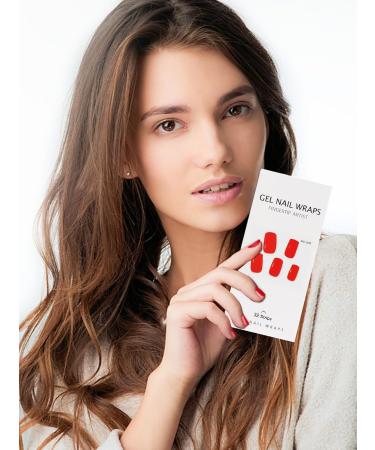 Kalolary 32PCS Gel Nail Polish Strips - Bright Red | Adhesive Full Wrap Sticker with Nail File | Waterproof & Long-Lasting | UV/LED Lamp Required - Buy Online on GoSupps.com