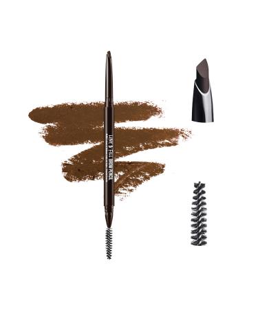 Kiss New York Professional Eyebrow Pencil D-Shape Design for Line & Fill Dual-Sided Retractable Brow Definer with Spoolie Silky Smooth Texture Cruelty-Free (Chocolate Brown)