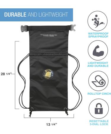 WaterSeals Cinch Locking Backpack | Waterproof Drawstring Bag with Anti-Theft Lock | Black - Buy Online on GoSupps.com