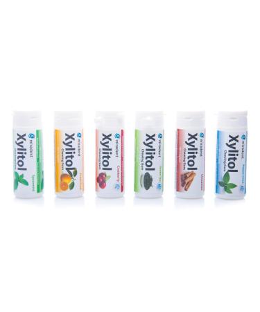 Miradent Xylitol Chewing Gum 6-pack (Peppermint Spearmint Green Tea Cranberry Fruit Cinnamon) 6 x 30 pieces