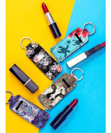 Tropical Palm Leaves Lip Gloss Tube Holder Keychain | Portable Chapstick Sleeve for Travel - Buy Online on GoSupps.com