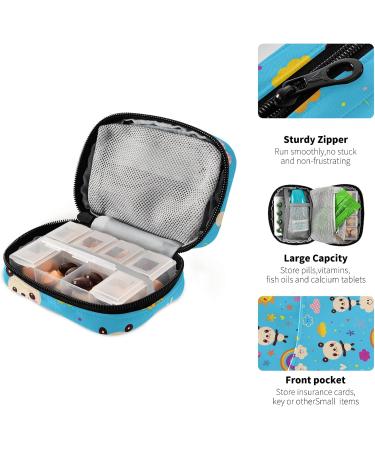 SUABO Panda Bears Weekly Pill Organizer - Travel 7 Day Pill Box with Separate Compartments for Medications & Vitamins | Blue - Buy Online on GoSupps.com