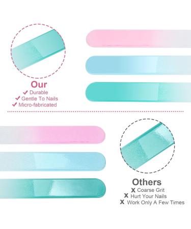 Sibba 3 Pieces Nail File Glass Nail File Premium Glass Nail File with Case Multicolor Crystal Nail File Double-Sided Nail Files for Natural Nails Manicure Tools Style A - Buy Online on GoSupps.com