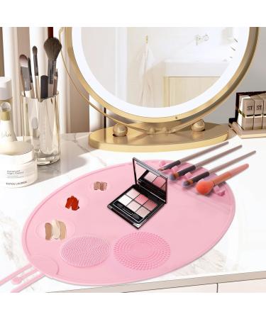 3 in 1 Silicone Makeup Palette & Mat - Brush Cleaner Vanity Protector Easy Clean Cosmetic Tool in Pink | International Shipping Available - Buy Online on GoSupps.com