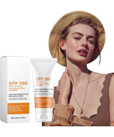 Sunscreen SPF 100 Sunscreen For Body & Face Face Sun Lotion Cream With SPF100 Ultra Light UV Protetion Cream Refreshing And Non Greasy Size Sun Cream Waterproof And Sweatproof - Buy Online on GoSupps.com