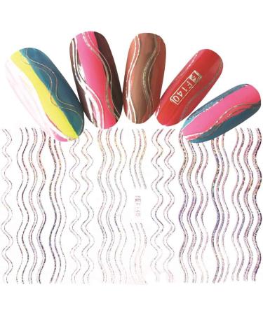 ZLHEgan 1 Sheet Gold Silver 3D Nail Sticker Geometric Stripe Wave Lines Strip Tips Manicure Adhesive Transfer Sticker #1 Silver#1 - Buy Online on GoSupps.com