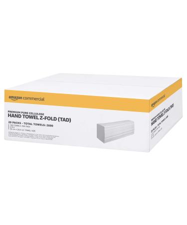 AmazonCommercial 2-layer paper towels Z-fold high quality pure cellulose (TAD) 2600 pieces 20 packs with 130 sheets white 130 pieces (20 pack) High-quality pure cellulose (2-layer) Z-fold