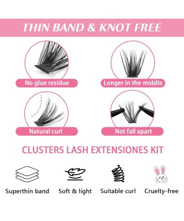 Poiuyoiu 50D Individual Eyelash Extensions Fluffy Cluster Lashes (8-16mm) | Reusable DIY Fake Eyelashes for Home Use - Buy Online on GoSupps.com