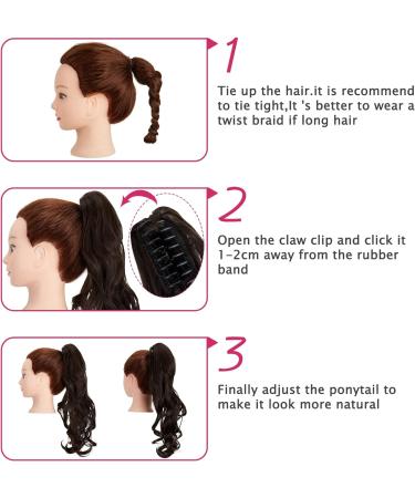 FXYTK Clip in Ponytail Hair Extension Claw | 18 Inch Curly Medium Brown - Buy Online on GoSupps.com