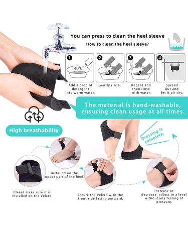 Pinkiou Gel Heel Protectors for Plantar Fasciitis - 4PCS Heel Cups for Foot Pain Relief and Blister Prevention - Black (W 6-11 & M 6-10) - Buy Online on GoSupps.com