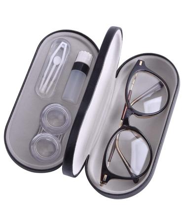 Contact lens case 2 in 1 glasses and contact lenses double glasses case travel contact lens case with mirror and tweezers
