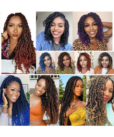 Umylar 10 Inch Pre-twisted Passion Twist Crochet Hair 8 Packs - Short Bohemian Braids Synthetic Extensions in 1B/350 - for Women - Buy Online on GoSupps.com