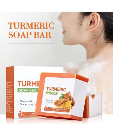 Turmeric Soap Turmeric Natural Soap Bar Turmeric Handmade Soap for Face & Body acne soap for Blackheads Remover Hyaluronic Acid for Deep Cleansing and Skin Moisturising with a Mesh Soap Pouch - Buy Online on GoSupps.com