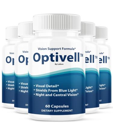 (5 Pack) Optivell Eye Capsules Optivel Pills Vitamins Eye Care Wellness Supplement Healthy Eyesight Retina Sharper Vision Support Formula Clear Eyes Ocular Comfort Health Visual Balance (300 ct)