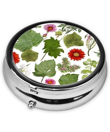 Tropical Flower Parrot Printed Mini Round Pill Box | 3 Compartment Travel Pill Organizer | Portable Medicine Case for Home & Office - Buy Online on GoSupps.com