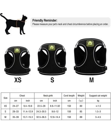 Adjustable Cat Dishes Set - Reflective Soft Lining & Breathable Mesh for Outdoor Training | M Size (Black) - Buy Online on GoSupps.com
