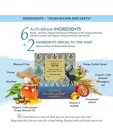 Buy Nyass.a Forest Musk Bathing Soap - Luxurious Handmade 150g for Men & Women | Organic Sweet Almond Oil & Honeysuckle Extract | Musky Fragrance | All Skin Types - Buy Online on GoSupps.com