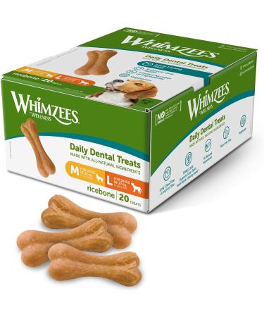 WHIMZEES By Wellness Rice Bone Natural and Gluten-Free Dog Chews Dog Dental Sticks for Medium and Large Breeds 20 Pieces Size M/L - Buy Online on GoSupps.com