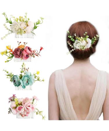 Rose Flower Wreath Hair Comb for Women - Retro Bridal Hair Accessory and Wedding Jewelry - Buy Online on GoSupps.com