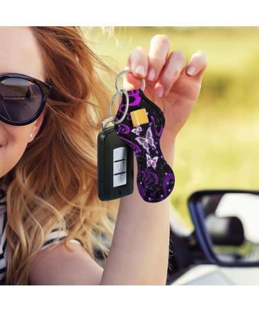 Poceacles Chapstick Keychain for Women and Girls - Loose Pouch for Lipstick Lip Balm Gloss - Wrist Strap Purple Butterfly - Buy Online on GoSupps.com