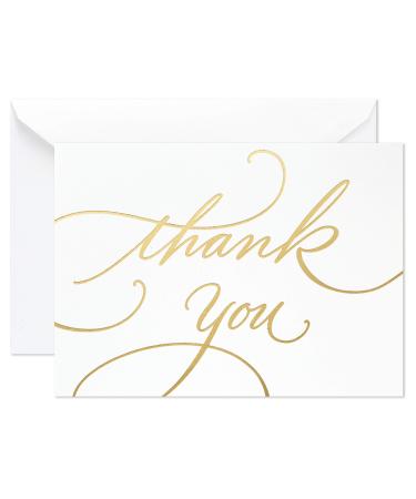 Hallmark Wedding, Baby Shower, Bridal Shower Thank You Cards (Gold Foil Script, 100 Thank You Notes and Envelopes)