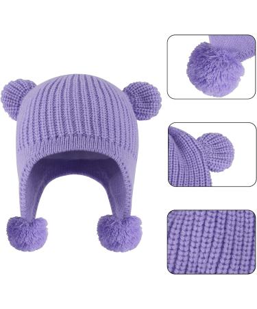 KAKU NANU Toddler Winter Hat with Double Pom Pom - Purple | Warm Beanie for Baby Boys and Girls 1-2 Years - Buy Online on GoSupps.com