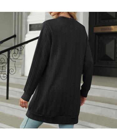Gefomuofe Cardigan Women's Long Cardigan Lightweight Loose Cardigan Long Cardigan Women's Lightweight Loose Casual Cardigan Sun Protection Shirt Holiday Beach Blouse M Black - Buy Online on GoSupps.com