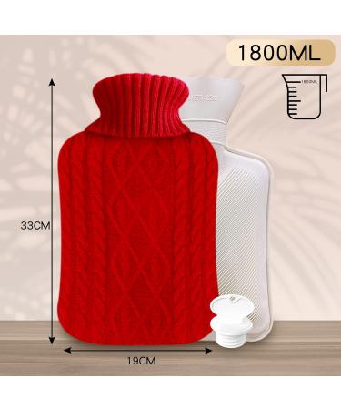 2L Hot Water Bottle with Elegant Knitted Cover - Pain Relief for Neck, Back, Feet - UK - Buy Online on GoSupps.com