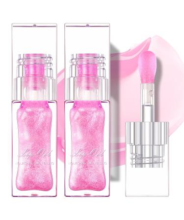 Magic Color Changing Lip Oil V2 Pink Hydrating Lip Glow Oil Color Change Effect Moisturizing Pink Plumping Lip Oil Tinted for Lip Care and Dry Lips (#A)