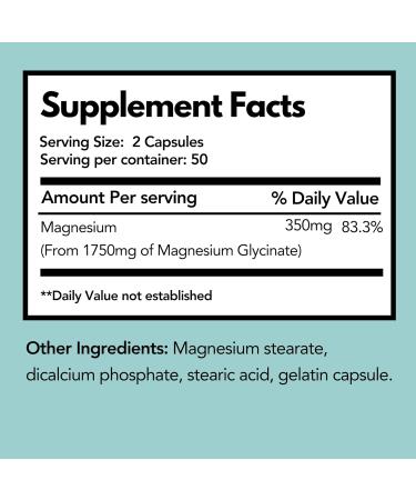 Arymar Magnesium Glycinate 350 mg 100 Capsules Supports Muscle Health and Nerve Health Non-GMO Gluten-Free - Buy Online on GoSupps.com