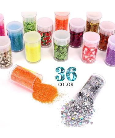 36-Piece Fine Glitters and Holographic Chunky Glitters Set for Nails, Face, Hair & Body - Festival & Craft Glitter for Resin, Slime Making, Decoration - Assorted Colors - Buy Online on GoSupps.com
