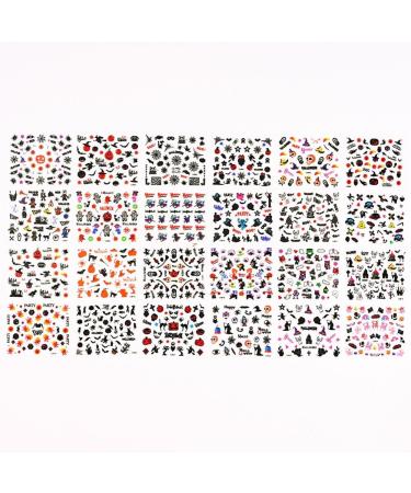 24 Sheets Halloween Nail Art Sticker Set - Self-Adhesive Skull Pumpkin and Bat Nail Art Decals for Manicure Design and Decoration - Buy Online on GoSupps.com