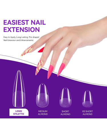 Gelike EC Long Stiletto Nail Tips - 240PCS Clear Full Cover Soft Gel Nails for Salon Extension | Pre-Shaped False Nails for Acrylic & Gel Polish - Buy Online on GoSupps.com