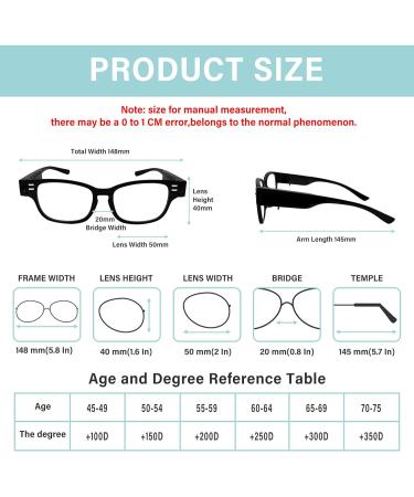 Buy LED Reading Glasses with Lights - Blue Light Blocking & Magnifying Eyewear | Nighttime Reader +3.5 +350 - Buy Online on GoSupps.com