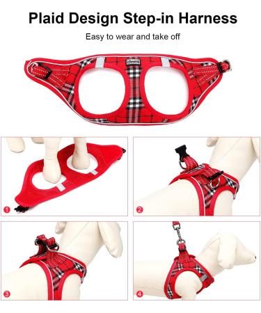Suredoo Dog Harness for Small Dogs - Leash Included Reflective & Breathable - Perfect for Small & Medium Breeds (Red Checked XL) - Buy Online on GoSupps.com