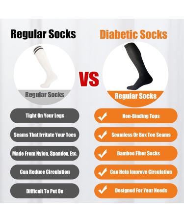 Shop 2 Pairs Non-Binding Bamboo Diabetic Socks | Extra Wide Neuropathy & Swollen Feet Over the Calf - Large Black - Buy Online on GoSupps.com