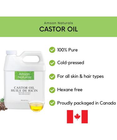 Castor Oil 946 ml / 32 oz -100% Pure & Natural Castor oil Cold pressed Hexane free for Hair Eyelashes Eyebrows Lash Beard Skin Multipurpose carrier oil for essential oils Huile de ricin pour cheveux Amson Naturals 946 ml (Pack of 1) - Buy Online on GoSupps.com