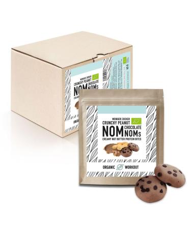 Crunchy Peanut Chocolate Nomnoms |Creamy nutmus protein-bites-organic vegan with organic erythrite-protein bar alternative chocolate peanut crunch 5er (5x3 bites)