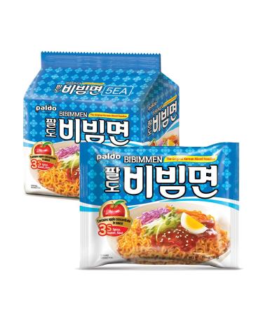 Paldo Fun & Yum Bibim Men Instant Cold Noodles, Pack of 20, Brothless Cold Ramen with Sweet & Spicy Seasoning Sauce, Oriental Style Korean Ramyun, Soupless K-Food, Family Pack (130g x 20) 1 Count (Pack of 20)