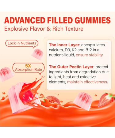 Calcium 1200 mg with Vitamin D3 Supplement for Adults - Calcium Gummies with Vitamin D3 5000IU, K2, B12 for Women Men - Extra Absorption Calcium Citrate - Natural Strawberry Flavor, 120 Gummies Strawberry 60 Count (Pack of 2) - Buy Online on GoSupps.com