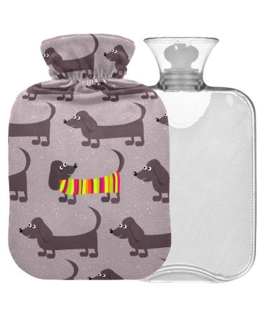 Naanle hot hot water bottle with cover Dachshund dogs Transparent hot water bottle hot water bottle for bed handfoot warmer pain relief warmth and cold therapy 2l in size