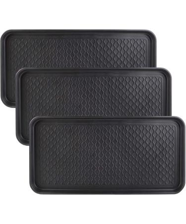 Falflor Boot Trays for Entryway 3 Packs 30"15" Functional Heavy Duty Boot Trays Indoor Outdoor Mats Pet Feeding Mat(Black) 30"15" B