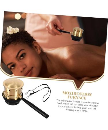 Fomiyes Moxibustion Box Set - Copper Cone Burner & Holder for Cupping Therapy - 16x6cm Golden Moxa Tools for Neck Relief - Buy Online on GoSupps.com